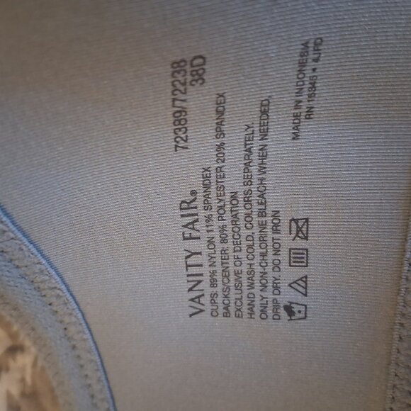 VANITY FAIR 72389 BRA Radiant Convertible WireFree Smooth Blue Striped 38D NWT - Picture 7 of 7